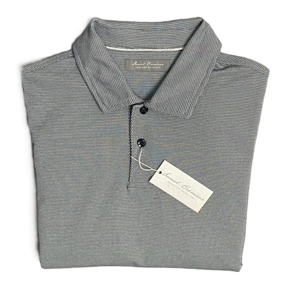 Daniel Cremieux Polo Shirt Men's XXL Long Sleeve Pima Cotton Navy Heather NEW